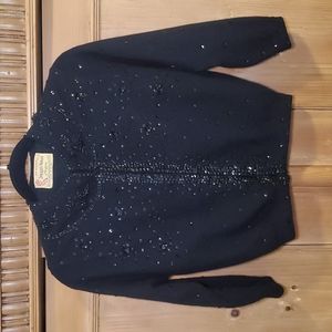 Dragon House hand beaded vintage wool cardigan